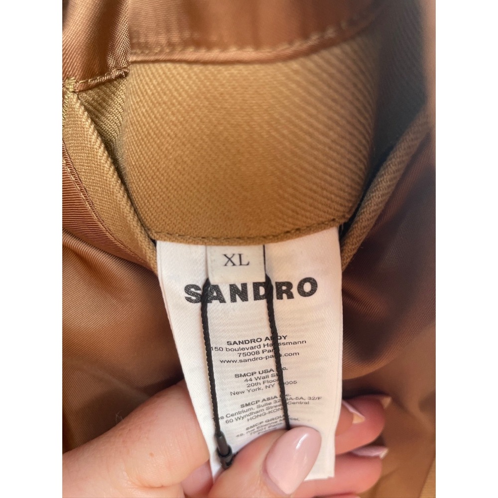 sandro zip up varsity jacket mens size XL camel brown long sleeve new teddy - Picture 7 of 10